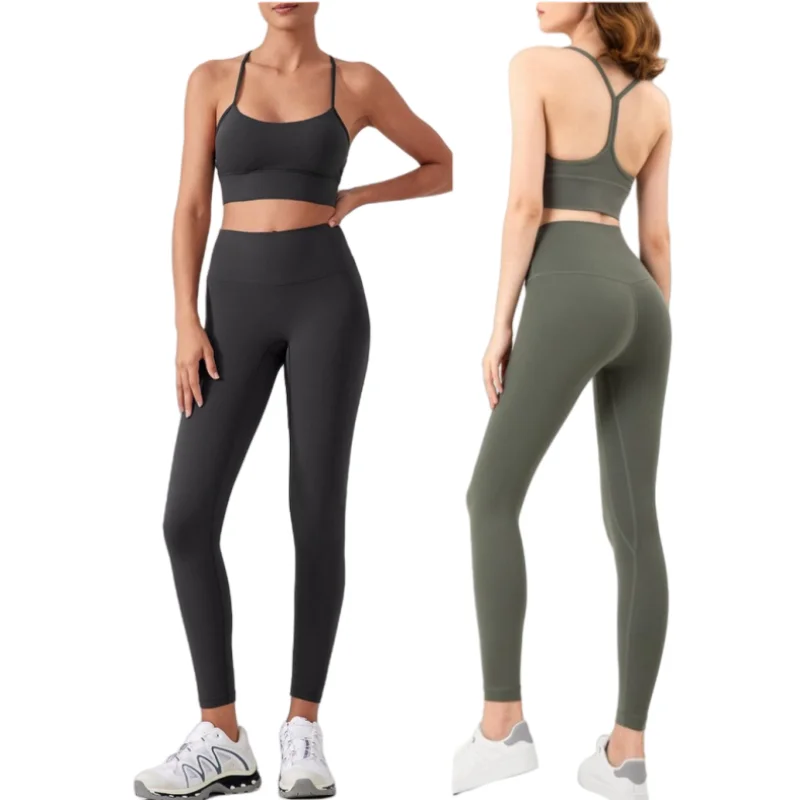 

women 2 Pieces Yoga Set Women Sportswear Gym Top Y-shape Bra Fitness High Waist Leggings Workout Sports Clothes Tracksuits
