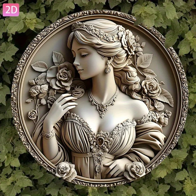 CIFBUY Vintage Embossed Lady Rose Aluminum Metal Wall Art, Waterproof Durable Sign, Decor for Living Room Bedroom Porch