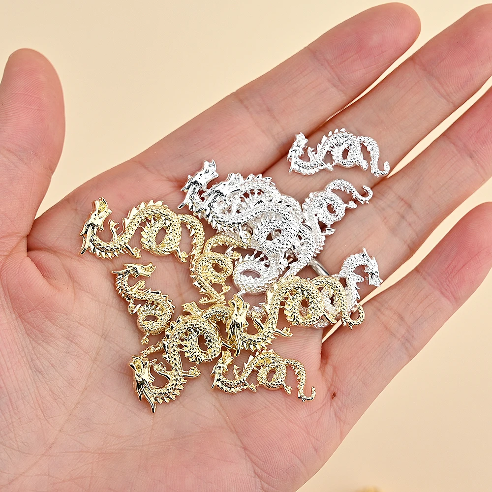 10 個ネイルチャームメタル Aolly 3D ゴールド/シルバースネークドラゴン形ネイルアートラインストーン高級ジュエリーマニキュア DIY パーツ