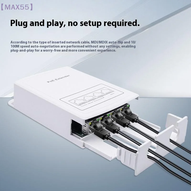 

【MAX-55】1 шт., 100 м, уличный непромокаемый повторитель POE, IP30 VLAN, 44-57 В, 30 Вт, 4/5 портов, удлинитель POE для камеры POE, беспроводная точка доступа