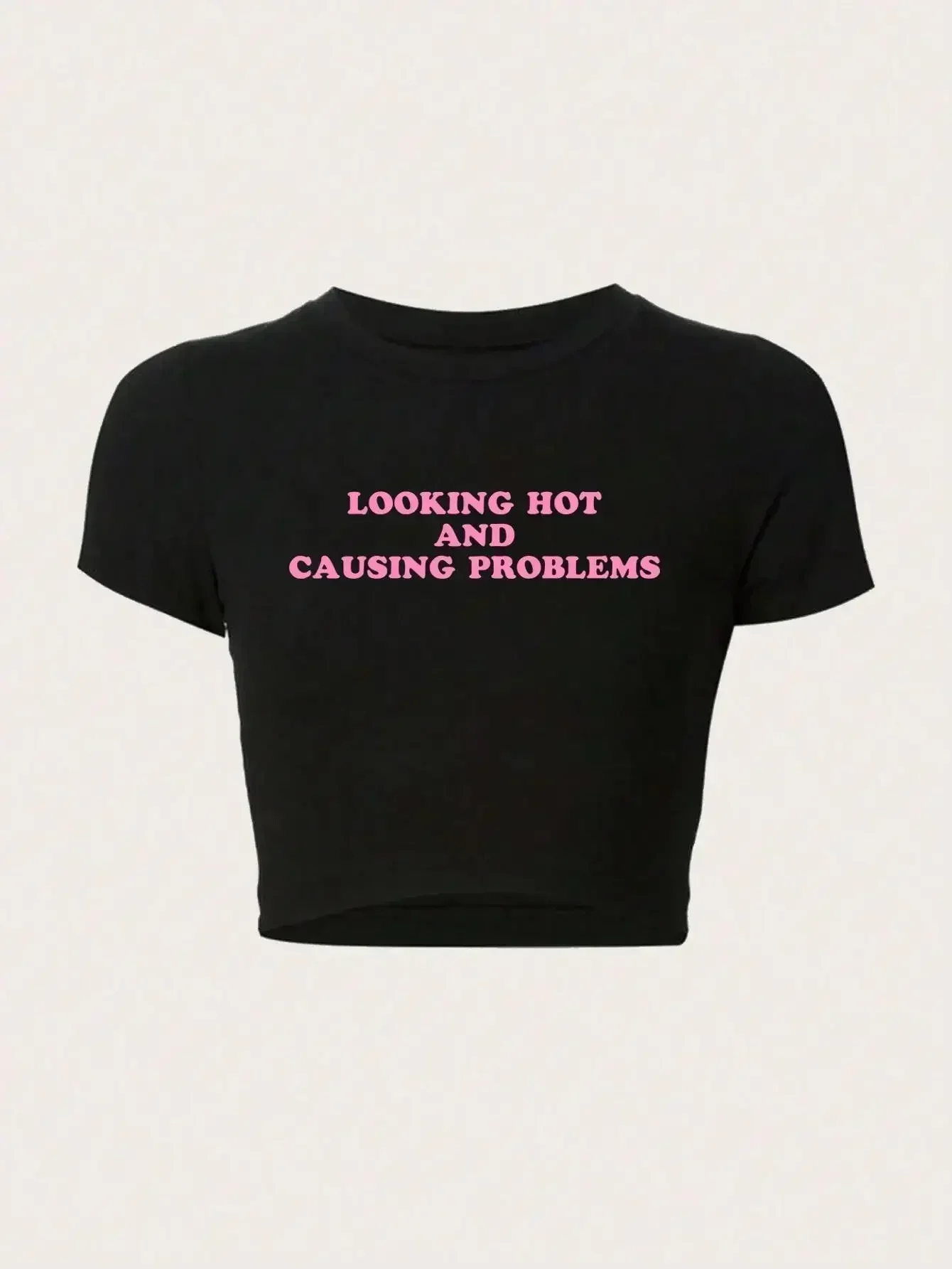 Women Crop T-shirts I'm Literally Just A Girl Letter Printed Tees Shirts O-Neck Tight Clothes Fashion Street Female Tops