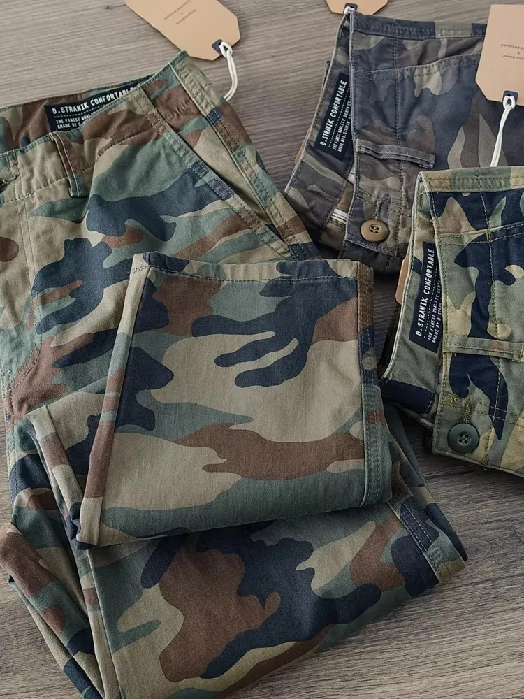 

American Sle Casual Cotton Camouflage Pants Men's Outdoor Workwear Loose Straight Leg Waed Retro Leisure Long Trousers