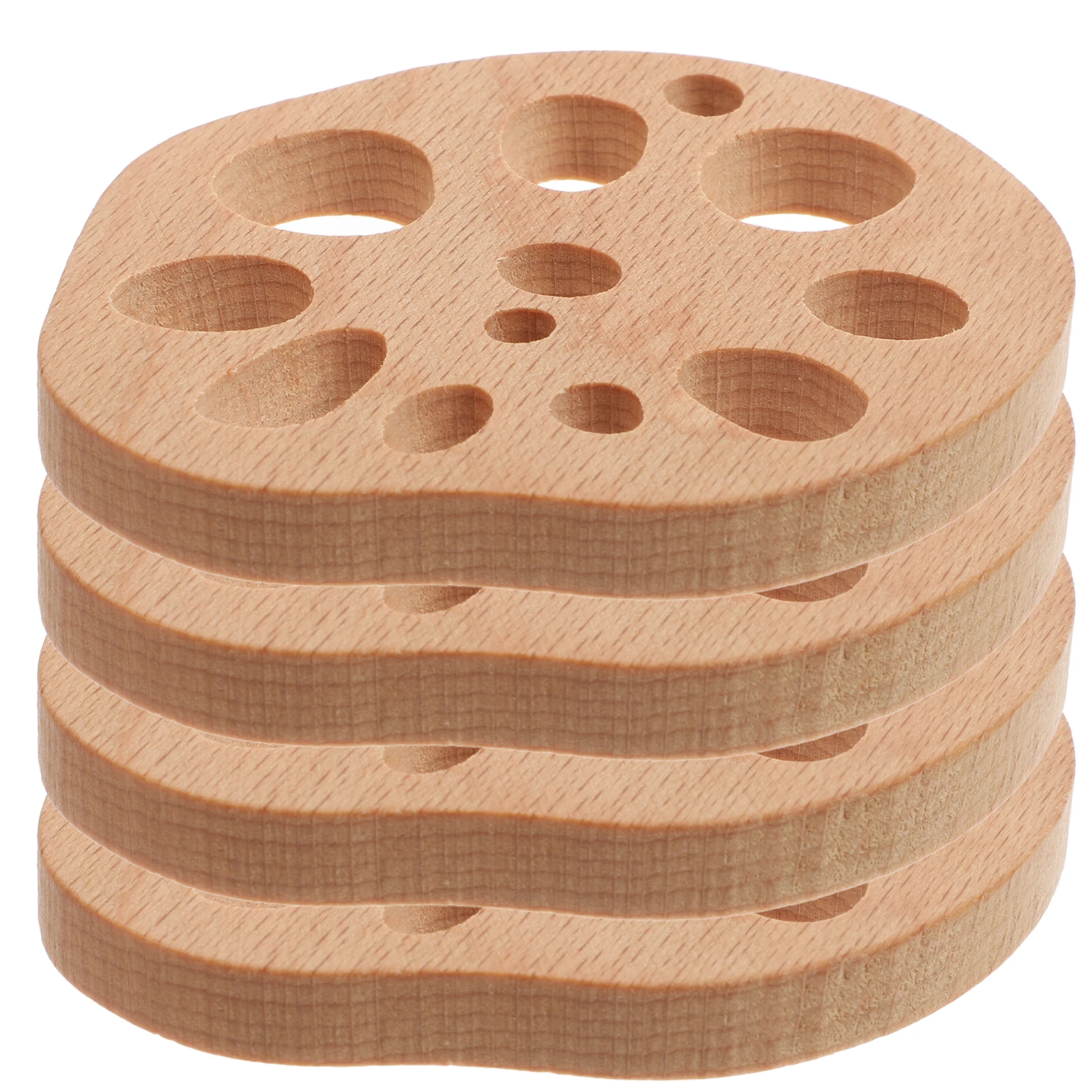 

4pcs Wood Set Unique Lotus Design Heat Insulation Cup Mats For Teacups Teapots Easy Clean Detachable Drink Coasters Household