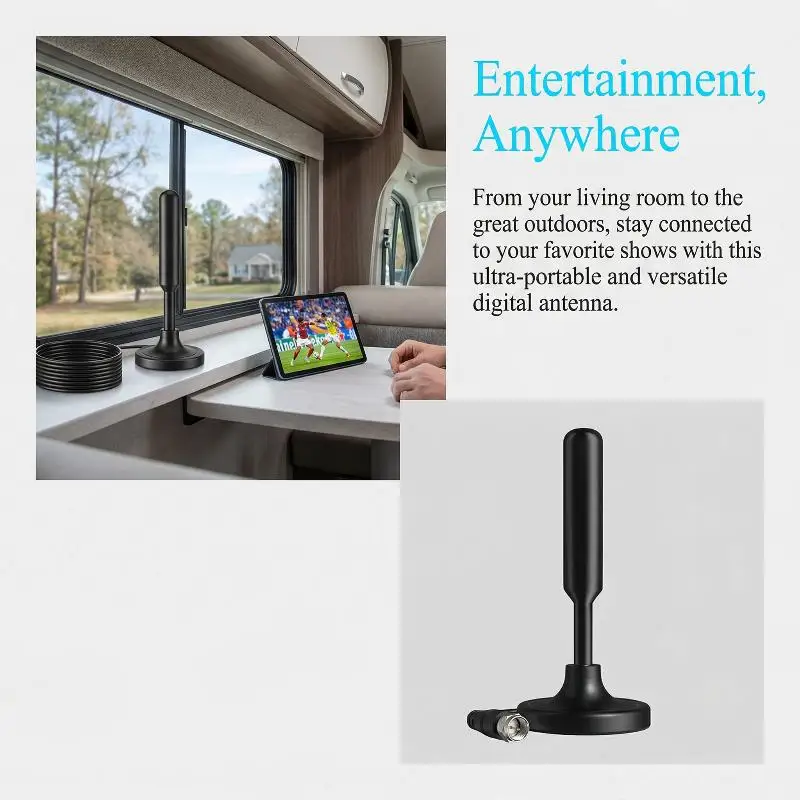 1Pcs Long Range Signal Receiver Amplifier Antenna For Digital TV Indoor Signal Amplifier 720P 1080P Antenna With Adapter