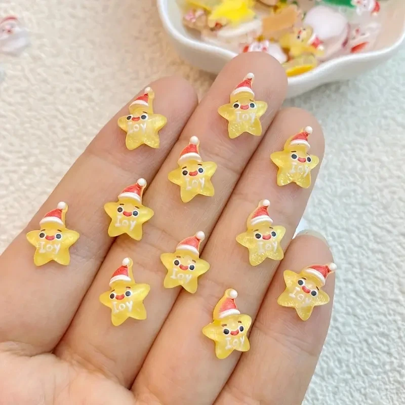 20szt Kawaii Christmas Cartoon Nail Art Charms Santa Claus, Elk, Snowman, Christmas Tree Series Resin Flatback Nail Art Accessor
