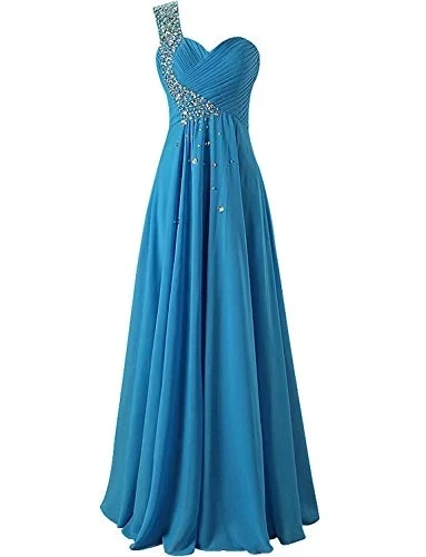 ANGELSBRIDEP One-Schulter Kristalle Brautjungfer Kleid Abendkleid Formale Chiffon-Robe De Soirée Bodenlangen Zipper Plus Größe