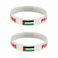 2pcs Palestine Flag Silicone Bracelet Sports Game Wristbands National Wrist Strap for Men Women Rubber Band Fashion Accessories