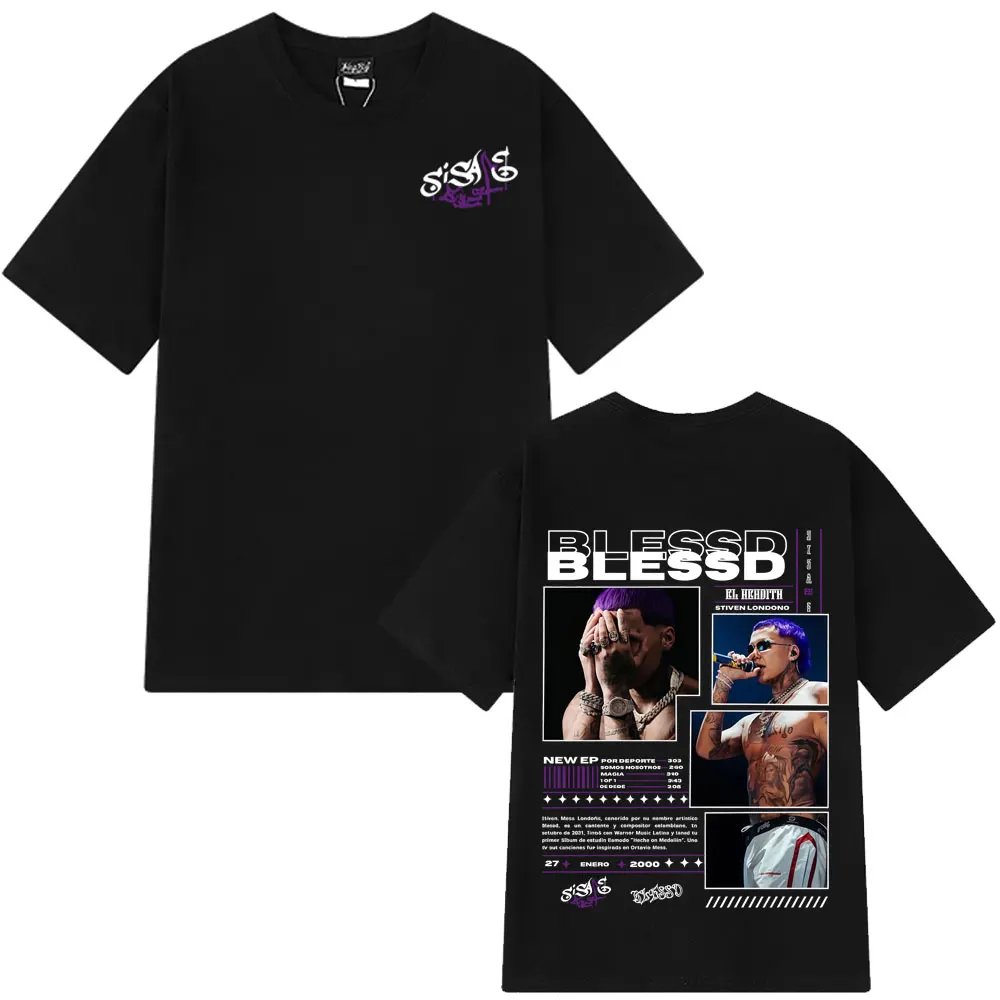

Rapper Blessd SI SABE Album 2025 T-shirt Men's Women Vintage Fashion T Shirt Hot Summer Sale Cotton Casual Oversized T-Shirts