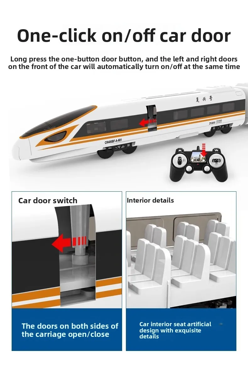 لعبة قطار السكك الحديدية مزدوجة E عالية السرعة قطار Fuxing للأولاد والأطفال جهاز تحكم عن بعد كهربائي هارموني مترو نموذج قطار هدية #4