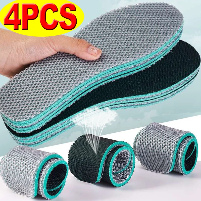 4PCS Mesh Breathable Shoe Pads Shock-Absorbing Soft Elastic Sports Insole Memory Foam Sweat-absorbent Cushion Orthopedic Insoles