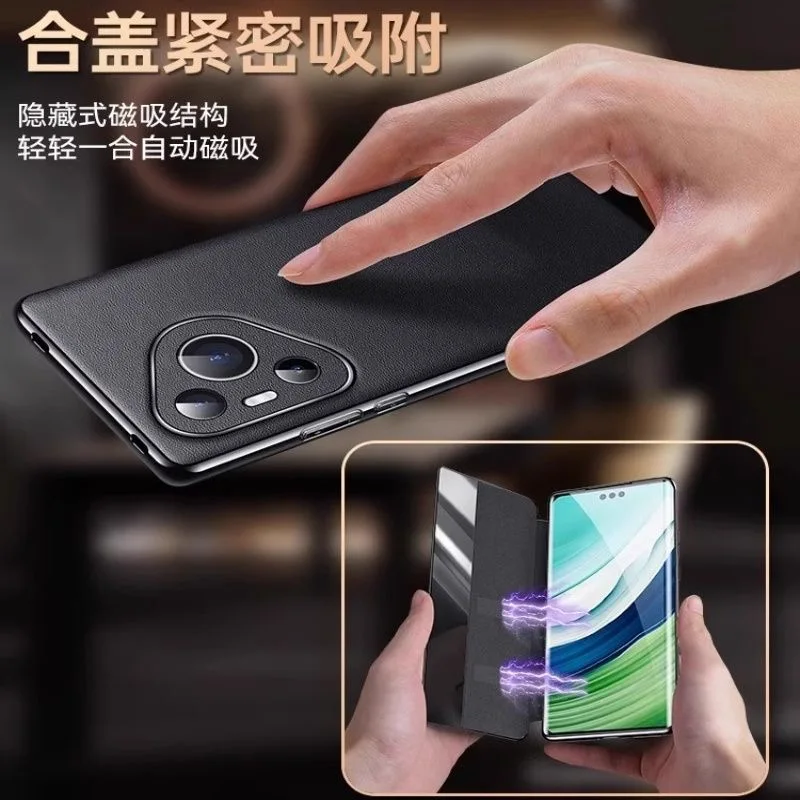 حافظة عرض ذكية أصلية لهواوي ، غلاف هاتف جلد فاخر ، غطاء قلاب للاستيقاظ التلقائي للنوم ، بورا 70 الترا ، P70 Pro Plus #2