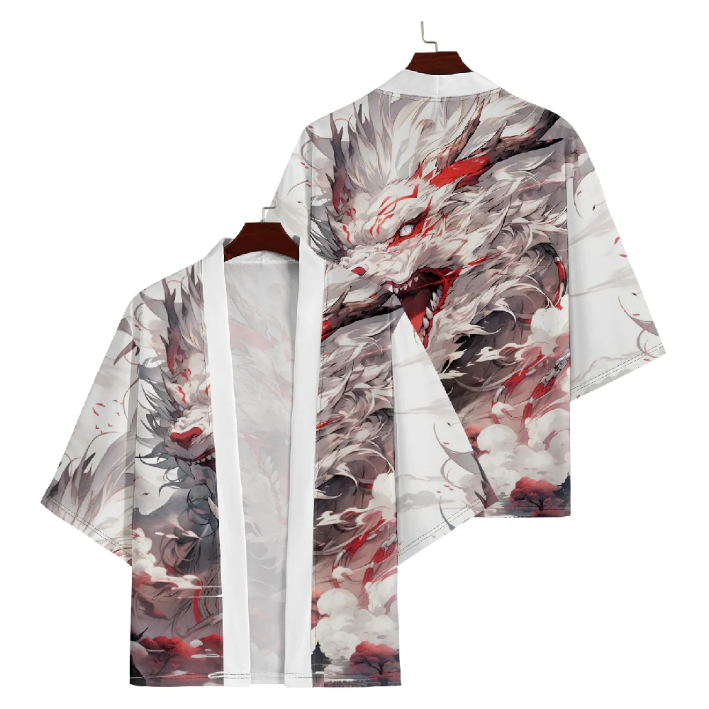 

Summer Loose Japanese Streetwear Anime Dragon Kimono Clothes Cardigan Women Men Haori Top Yukata Plus Size 4XL 5XL 6XL