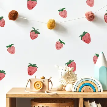 粉紅草莓自黏乙烯基牆貼,適用於兒童男孩臥室家居房間裝飾,兒童臥室牆面藝術 10 最佳銷售 韓式房間 - №9