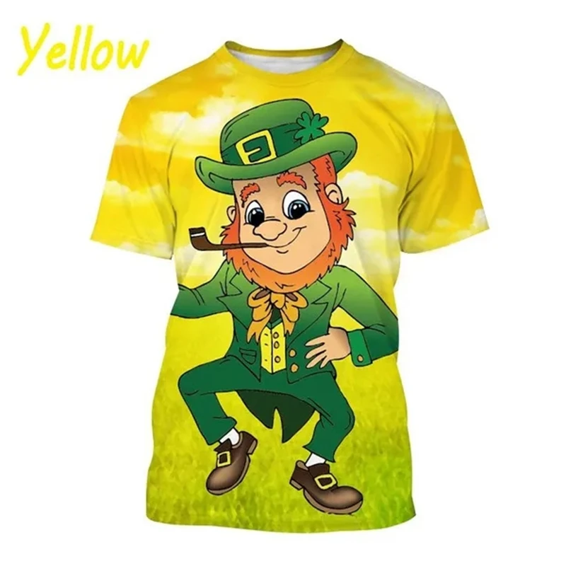 New Leprechaun 3D Graphic Men's Short Sleeve T Shirts Fashion Casual Happy St. Patrick's Day Harajuku Style Street Top Tshirt