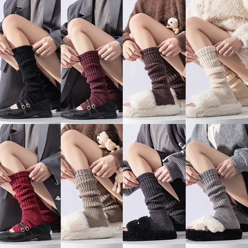 

Новые вязаные ворсовые носки Step On The Feet, женские осенние и зимние теплые носки Y2K серого цвета средней длины с чехлами на ноги в балетном стиле