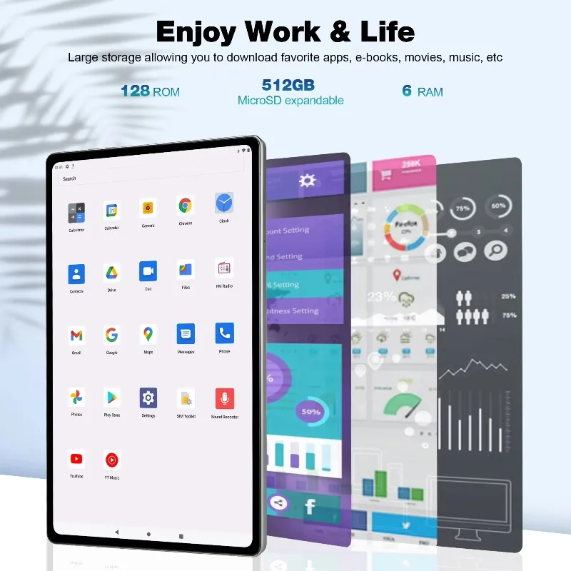 Veidoo 10.36 Inch Android Tablet PC 10.4 Inch 2K Screen Wifi 4G Octa Core 6GB 128GB MTK Processor New with  Card