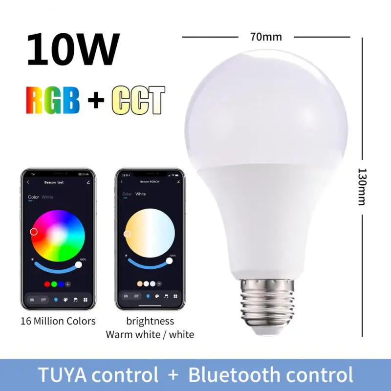 Tuya Smart LED Bulb Light, 10W, Inda B22, RGB Control, CCT Document, Lampe LED avec Alexa Home, Smart Life