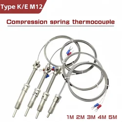 Thermocouple K/E 1M/2M/3M/4M/5M Compression Spring shielded wire M12 Temperature Sensor for Temperature Controller