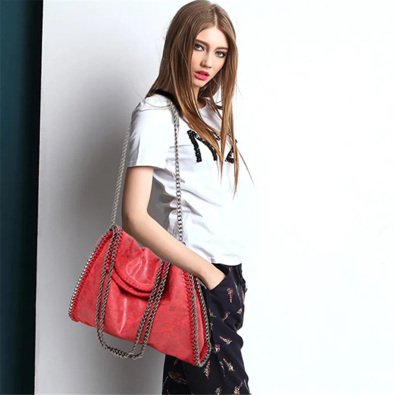 Fashion New Women's Chain Shoulder Bag Large Capacity Crossbody Tote Bag Female Foldable Solid Color Handbags Shopping Bags