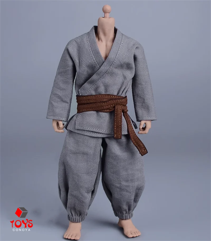 Romankey-Martial Monk Luta Roupas Set, 1/12 Homem Soldado, Wuxia Lanterna Calças, Roupas Modelo Fit, Action Figure Body Doll, 6"