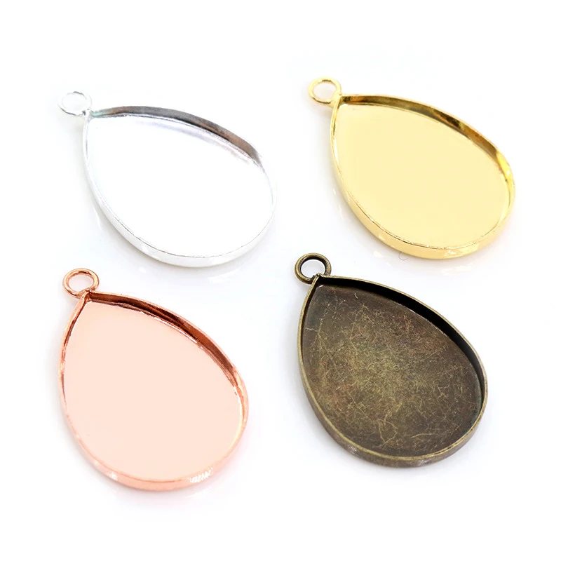 

10pcs 18x25mm High Quality 4 Colors Plated Copper Drop Style Tooth Cabochon Base Cameo Settings Cabochon Cameo Base