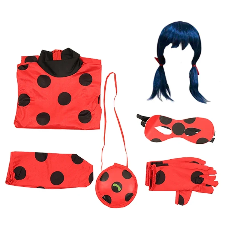 Girls Spots Ladybird Lady Cos Cosplay Costume Anime Children Cats Jumpsuit Carnival Halloween Party Stage Performance For Kids