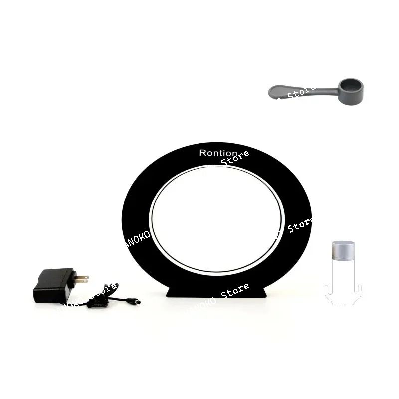 磁気浮上メガネディスプレイラック、楕円形、白く光る、自己回転メガネストア、クリエイティブ広告