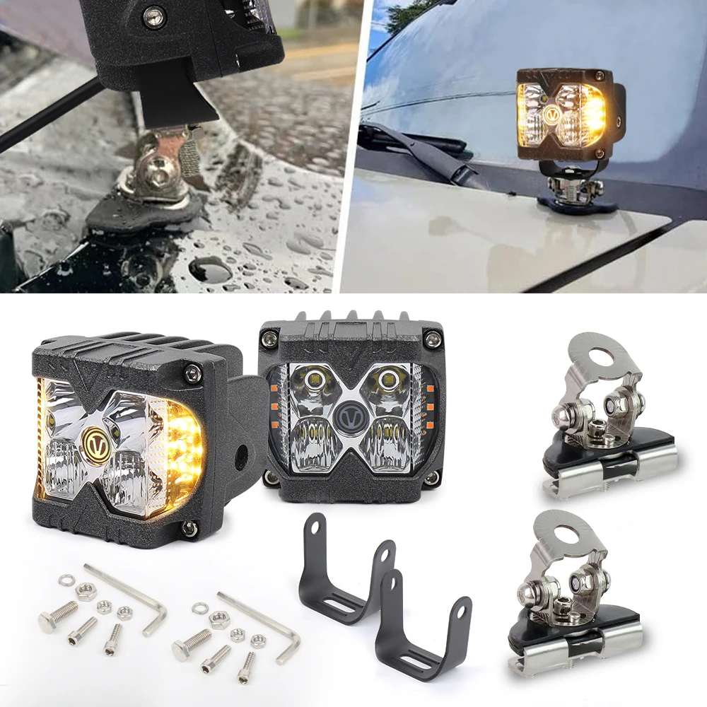 

OVOVS Offroad Led Pod Lights 4x4 3" Off Road Driving Lights with Stainless Steel Led Hood Light Mounts for Truck SUV