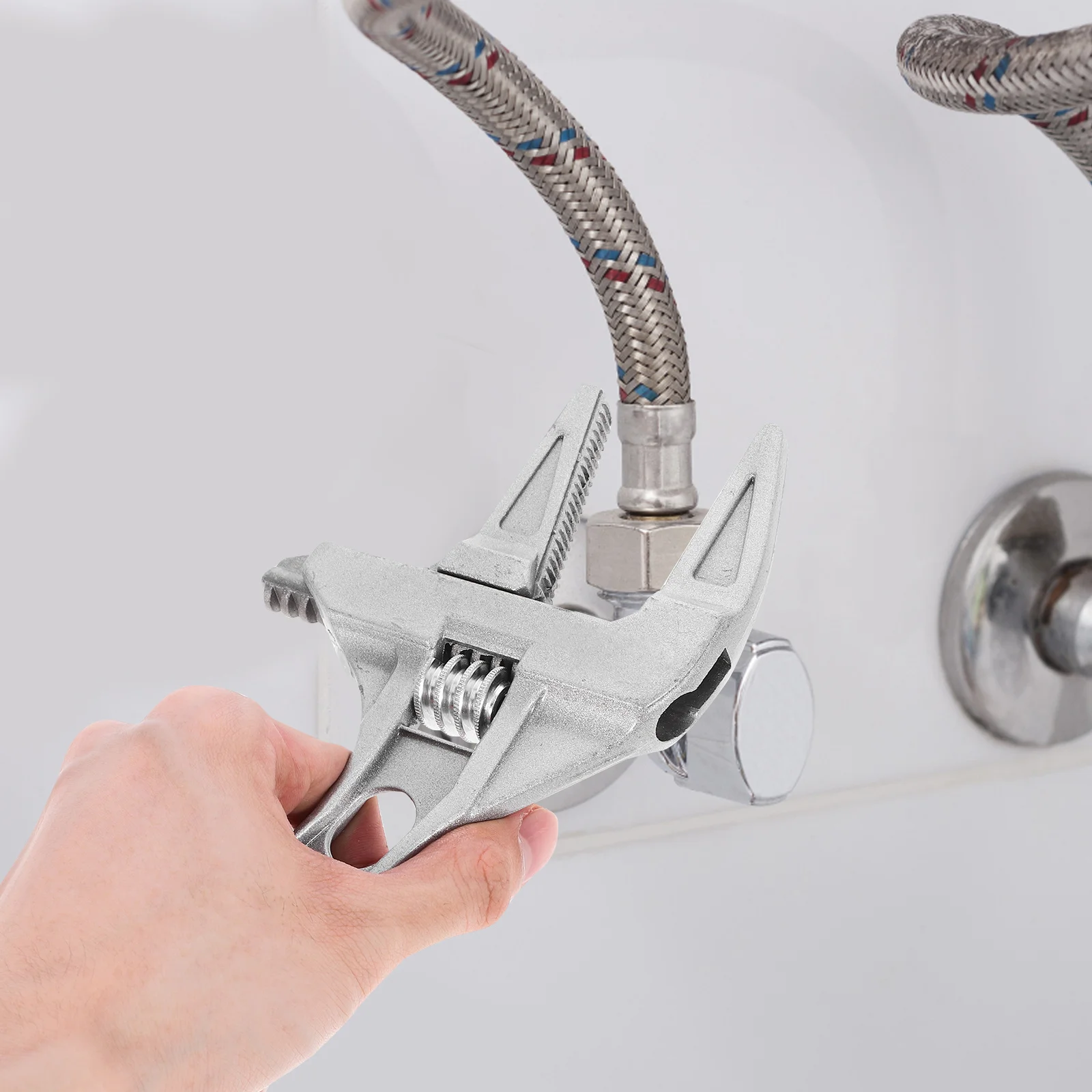 

Multifunctional Adjustable Wrench Large Opening Short Handle for Faucet Valve Sink Basin Repair Tool Professional Monkey Spanner