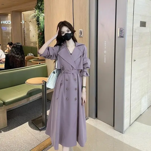 

Тренч женский с грудью винтажный с лацканами и длинными рукавами женские шикарные женские наряды ретро свободные однобортные осень-зима