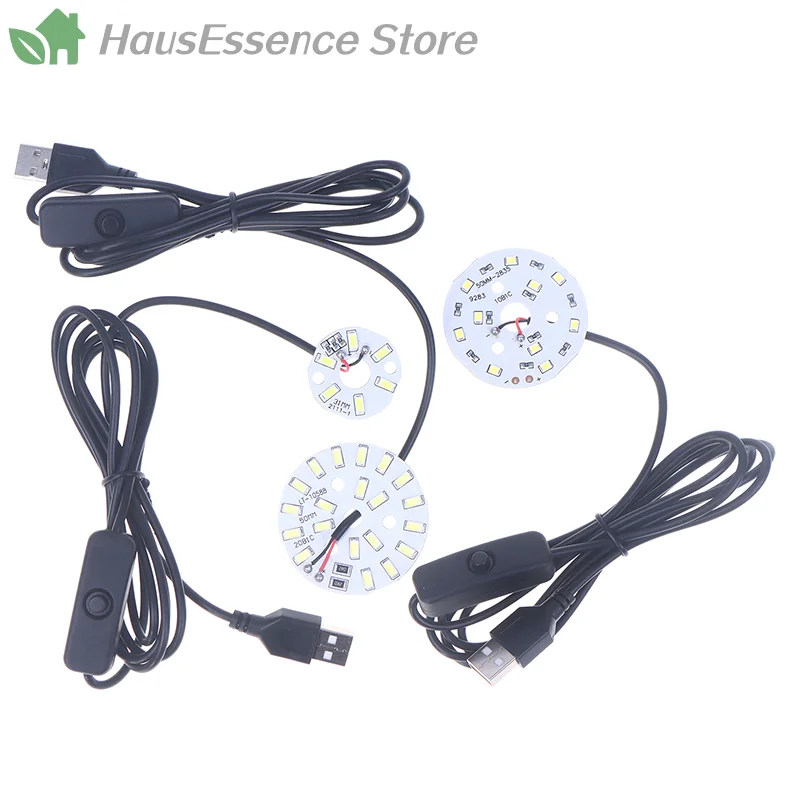 ※1Pc USB Plug DC5V LED Light Source SMD 5730/2835 LED Light Beads Ring Chip With Black 1.5M Swtich Cable 3/5/10W White