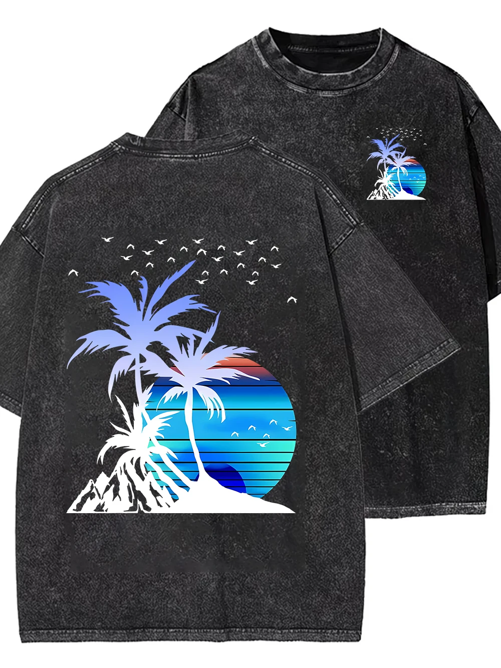 Sommerliches Freizeit-T-Shirt im Used-Look mit Retro-Print, Rundhalsausschnitt und kurzen Ärmeln – perfekt für den Alltag und den Arbeitsweg – Detail 5