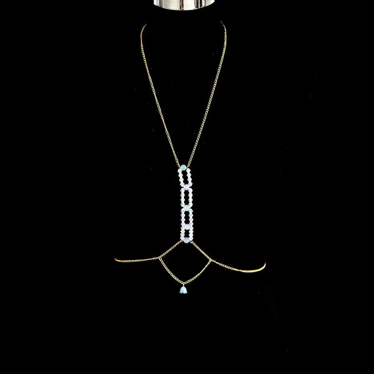 Simple Sexy Metal Bra Chain Fashion String Glass Beads Accessories Body Jewelry Party Performance Dress Chain
