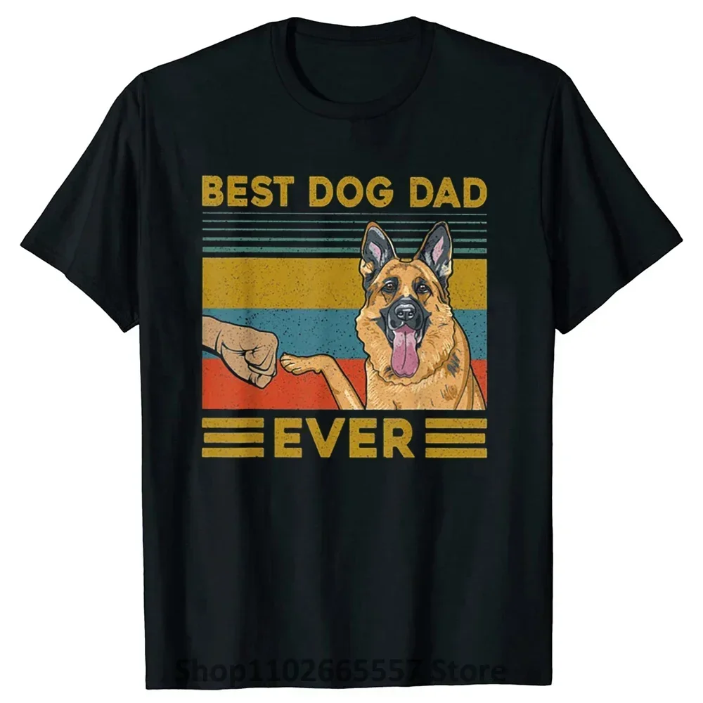 Summer Cotton Streetwear Short Sleeve Birthday Gifts T-shirt Funny Best Dog Dad Ever German Shepherd Retro Vintage T Shirts tops