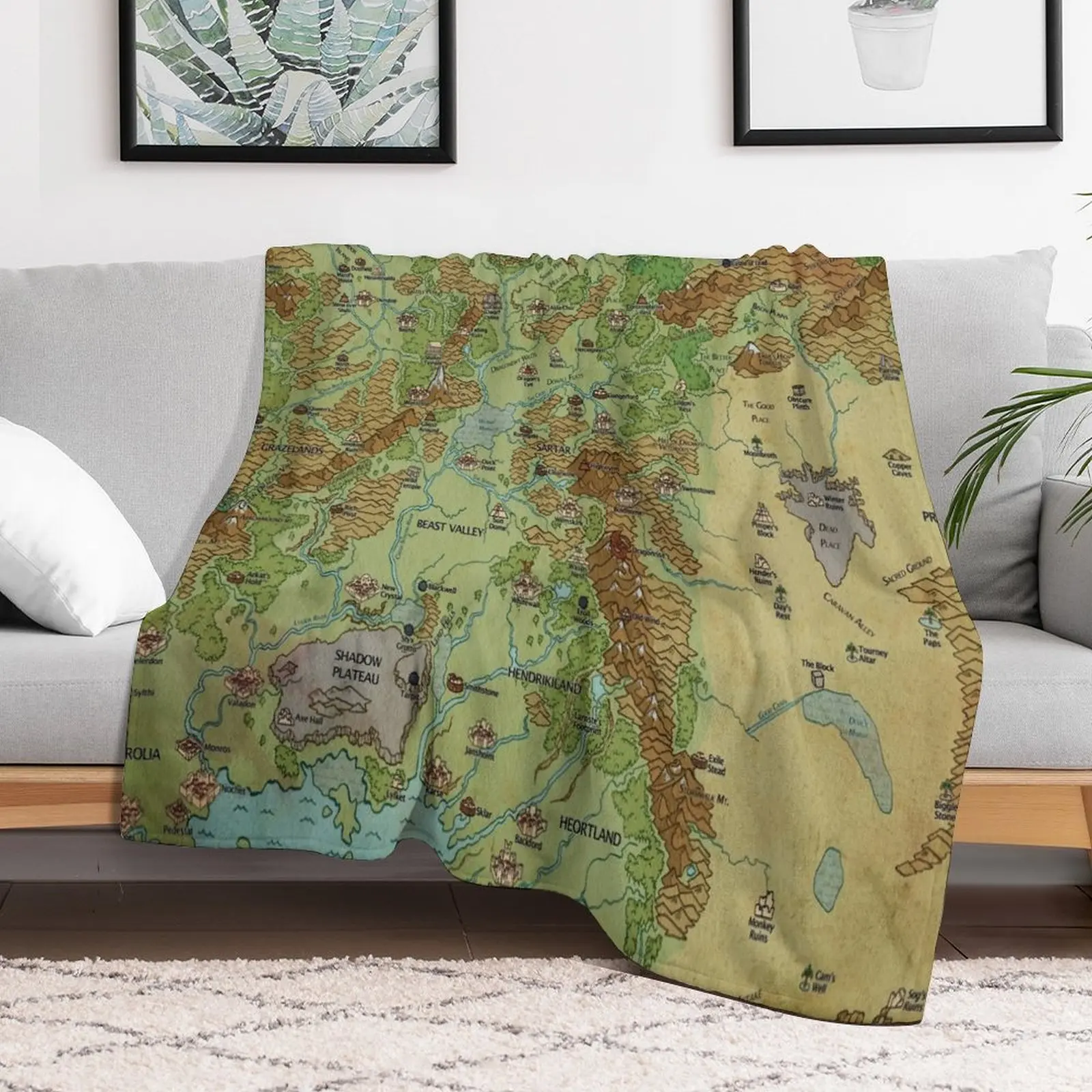 

Dragon Pass and Prax Map by Darya Makarava Throw Blanket Bed Polar Single Blankets
