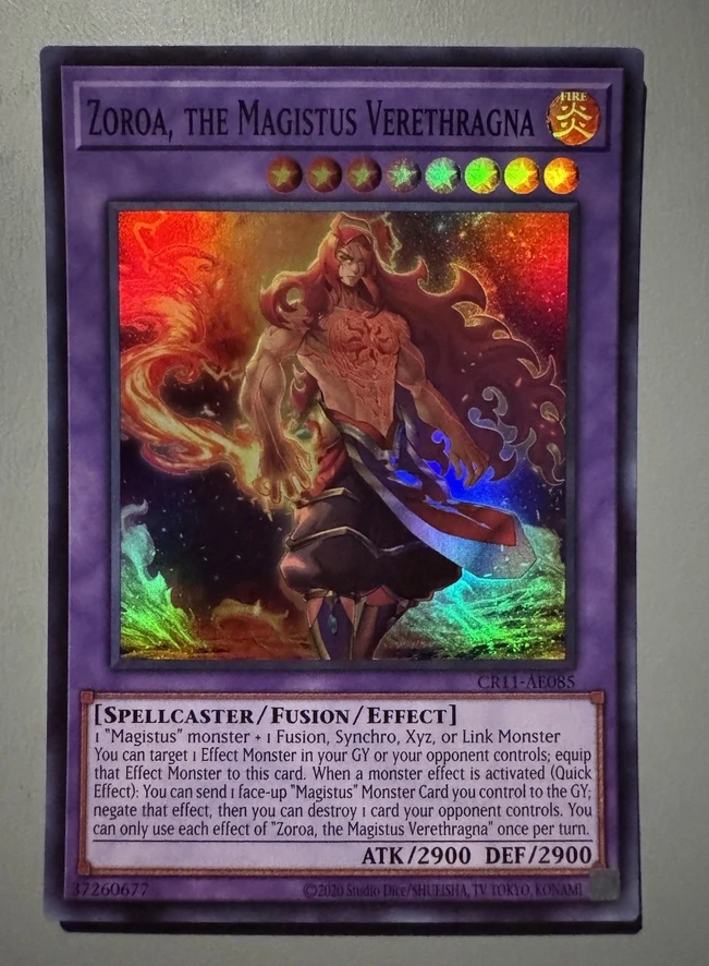 

Yugioh KONAMI Duel Monsters CR11-AE085 Zoroa, the Magistus Verethragna Super Rare Asian English Collection Mint Card