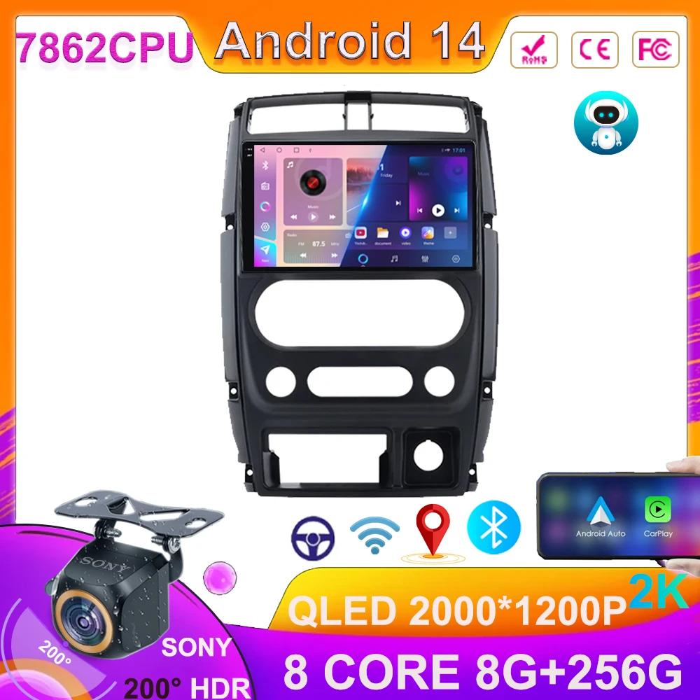 Android 14 Android Auto For Suzuki Jimny 3 2005-2019 Carplay Car Radio Stereo lettore multimediale navigazione GPS DVD NO 2DIN