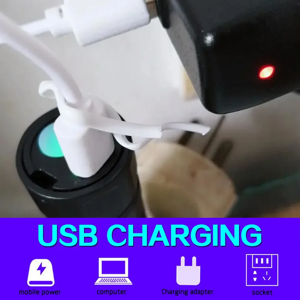 Powerful LED Flashlight Portable 4 Modes USB Rechargeable Flashlights Waterproof Torch with COB Side Light and Built-in Battery