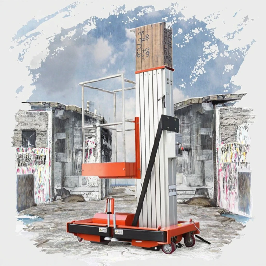 High Rise Work Platform Wheels Single Column Aluminum Alloy Lifting Platform Hydraulic Lift