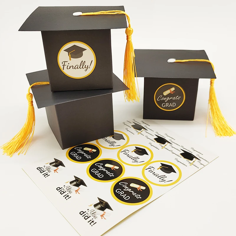 10/50 Geschenk boxen 1/5 Blatt (jeweils mit 12 Aufklebern) Junggesellen hut, Süßigkeiten schachtel, Geschenk box, Verpackungs schachtel, Party bedarf