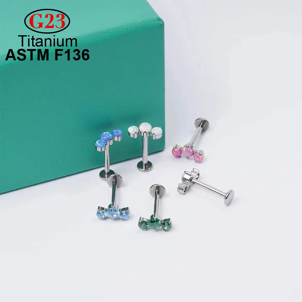 New In G23 ASTM F136 Titanium Earrings Crystal Ear Helix Tragus Cartilage lips Piercing Bodies For Women