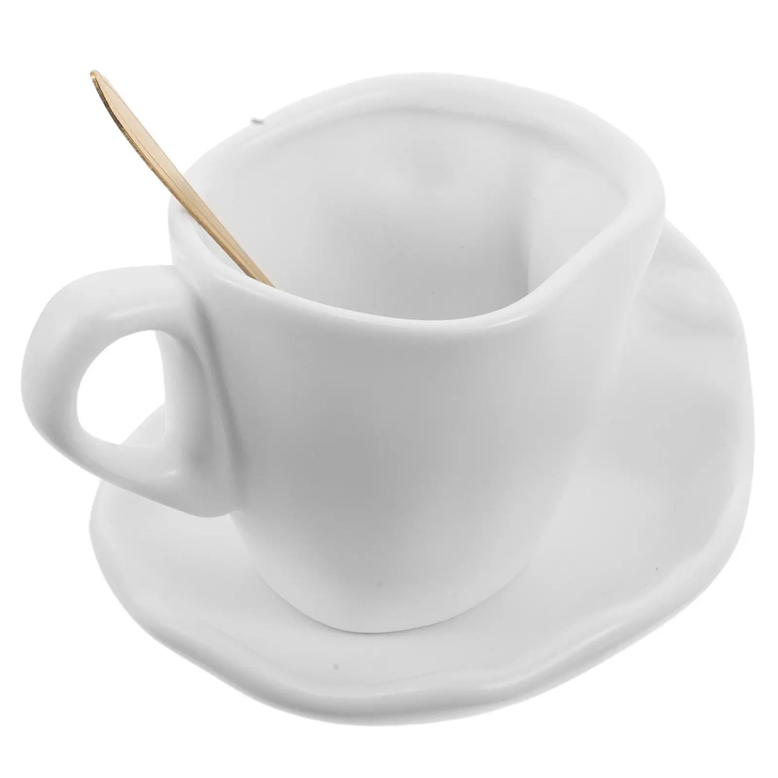 

1Set Ceramic Kissing Coffee Cup and Saucer Set Hand-Pinched Texture Luxury Artistic Mug for Valentine's Day Home Office