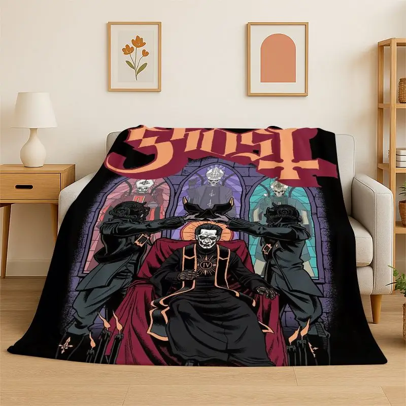 Rock Metal Dark Ghost Band Papa Emeritus Flannel Blanket,Ultra Soft Plush Throw for Home Bedroom Bed Sofa Cover Office Picnic