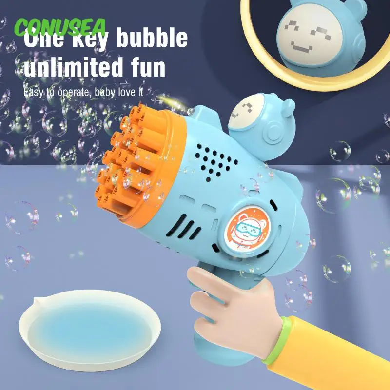 23 Hole Space Bear Bubble Gun Machine Toys Soap Blower Bubble Guns Outdoor Game Bubble Maker Toy for Children Kids Boy Girl Gift