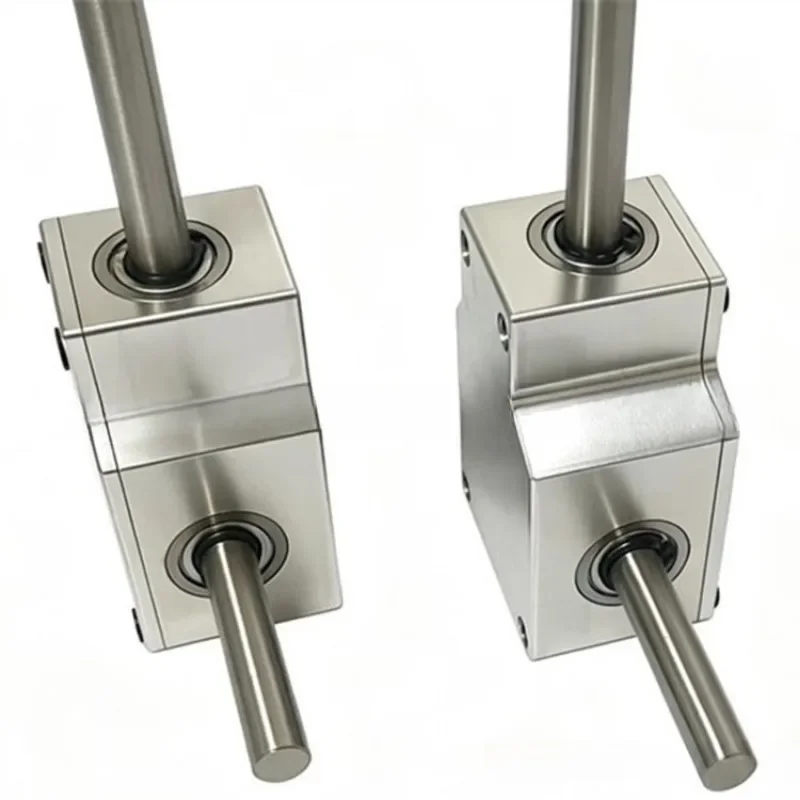 90 Degree Bevel Gear ReducerSmall Right AngleGearbox 1:1 Ratio Dual Output Shaft 8mm 10mm Shaft Helical Bevel Steering Gear Unit