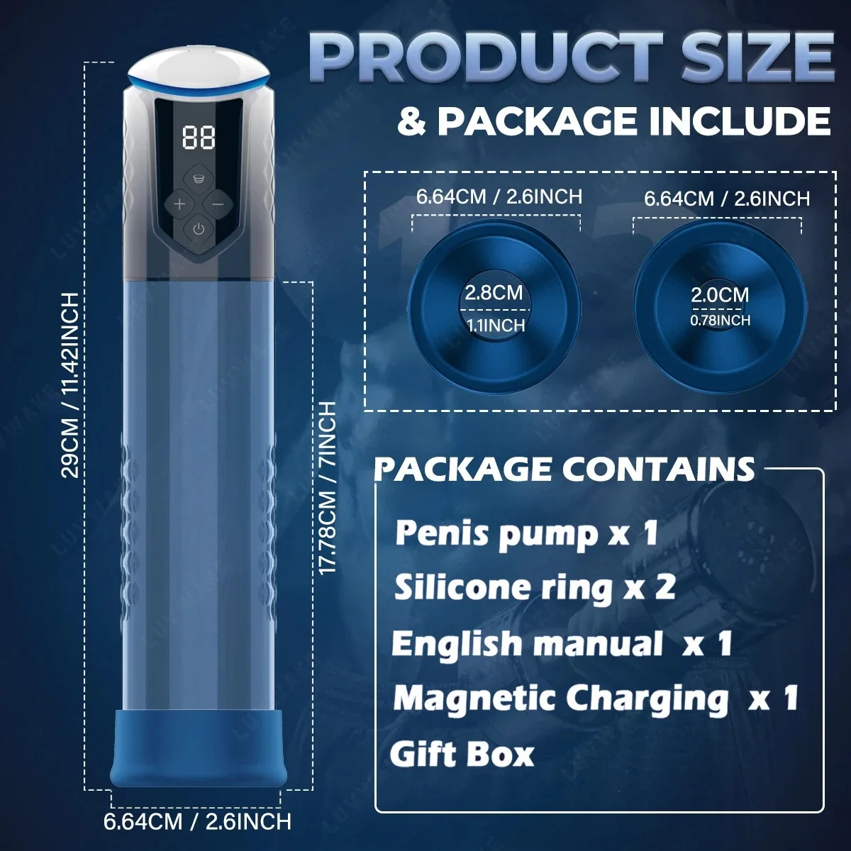 Electric Penis Enlarge Vacuum Pump with 4 Suction Intensities,  Rechargeable Automatic High-Vacuum Penis Enlargement Extend Pump