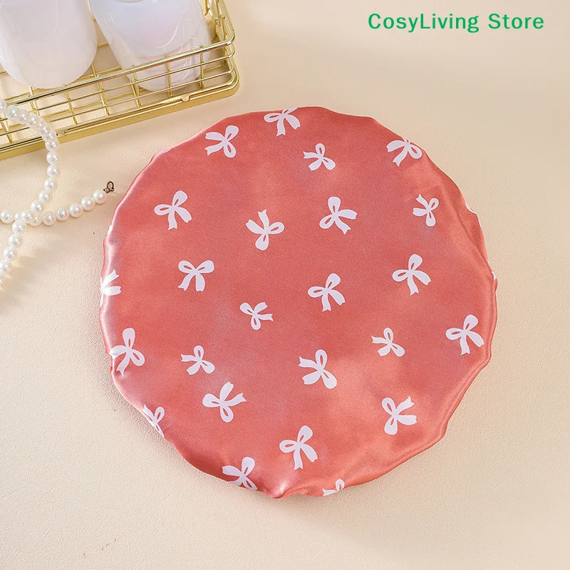 [CL]Double-layer Water-proof Shower Cap Antifouling Kitchen Hair Cover Bathroom Bath Hat Elastic Comfortable[CL]