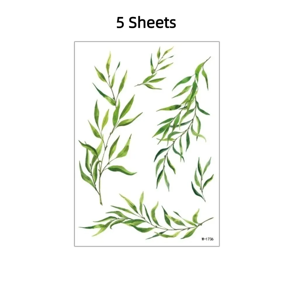 

5 Sheets Elf Fairy Green Leaf Temporary Tattoos Long Lasting Facial Art Vine Stickers Tattoo Stickers Waterproof DIY