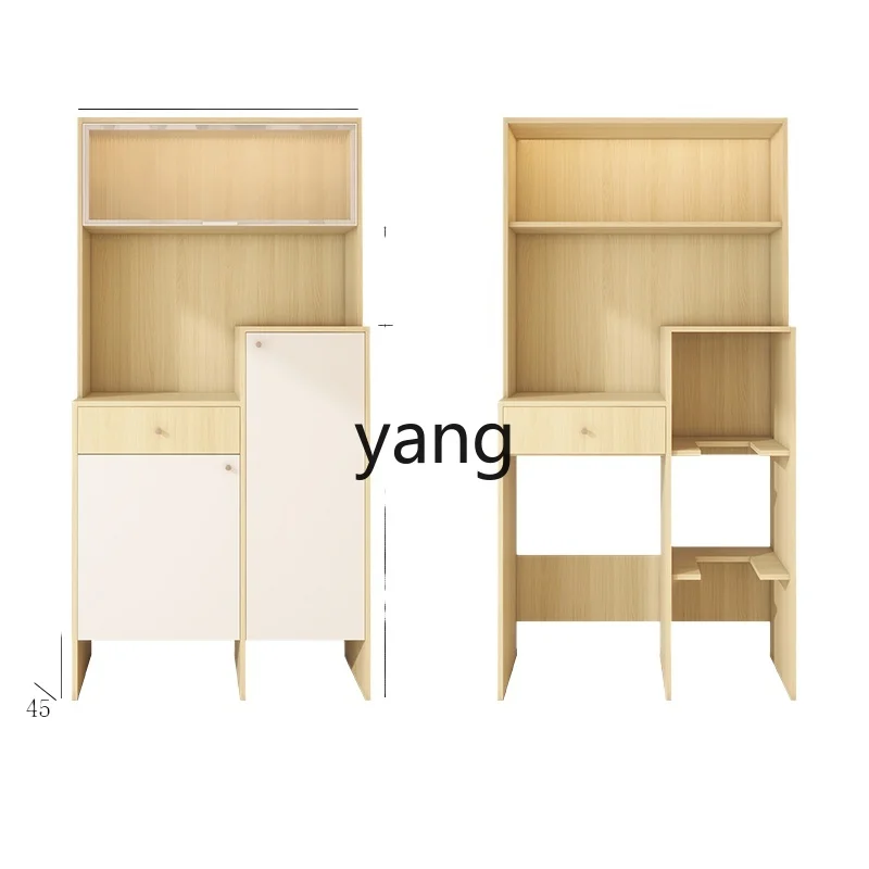 Yjq log style household tea cabinet balcony living room rack storage side cabinet