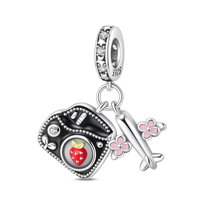 Neue 925 Sterling Silber 'Sweet Journey' Flugzeug-Charms, Passend für Original-Armbänder, DIY Reise-Schmuck für Frauen